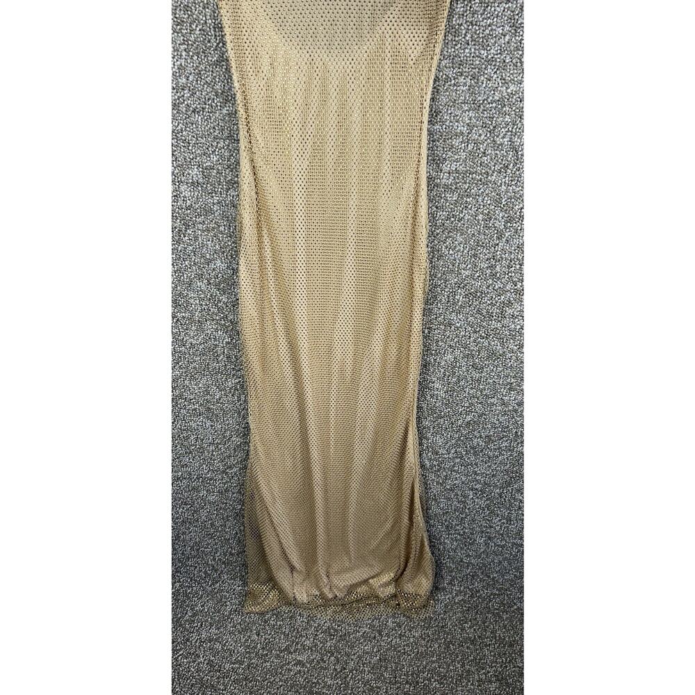 Aurora Noir Womens Gold Net Elara Maxi Gown Dress Medium Glam Old Hollywood